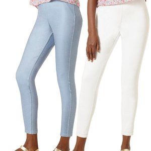 ❌❌SOLD❌❌HUE Reversible Denim Skimmer Legging - color: Chambray/white  size Large